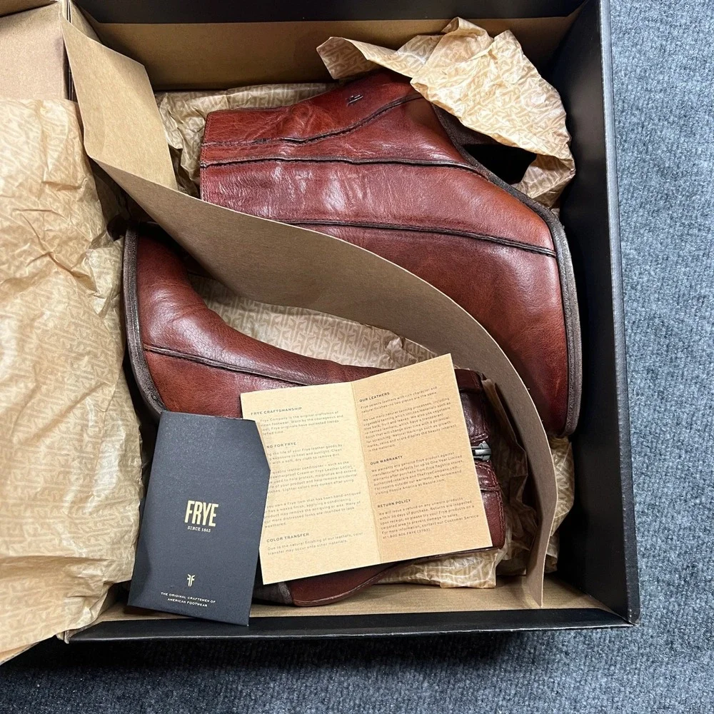 Frye Essa Seam Bootie Rust Leather Ankle Heeled‎ Boots Women's 8.5M 3470852-RST